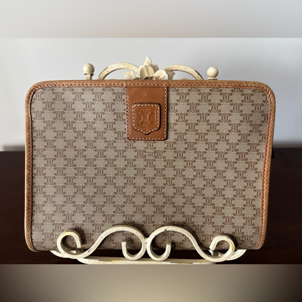 Celine Tan Zippered Monogram Pouch